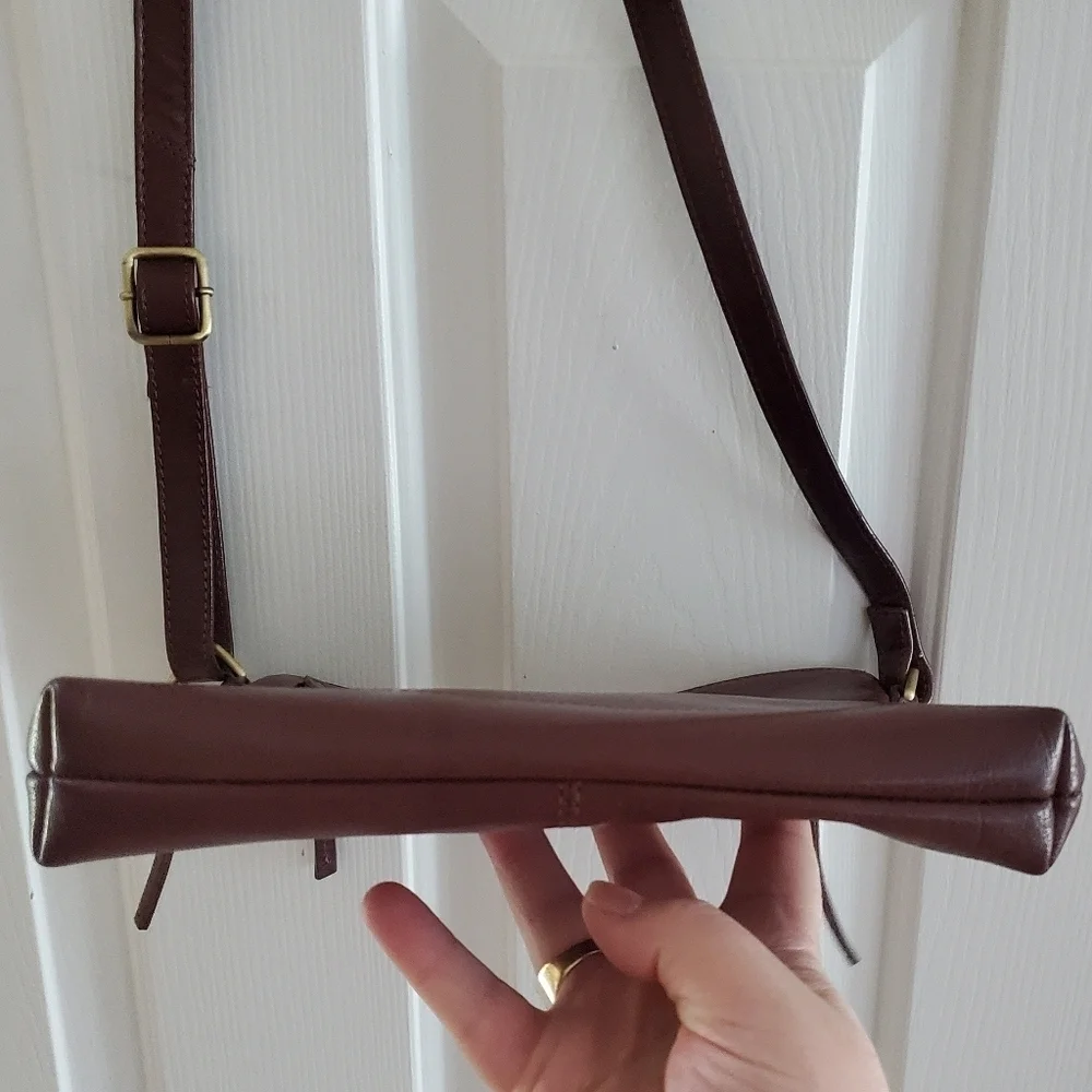 Assots London 'CORI' VT Real Leather Crossbody Bag In Brown Pollished